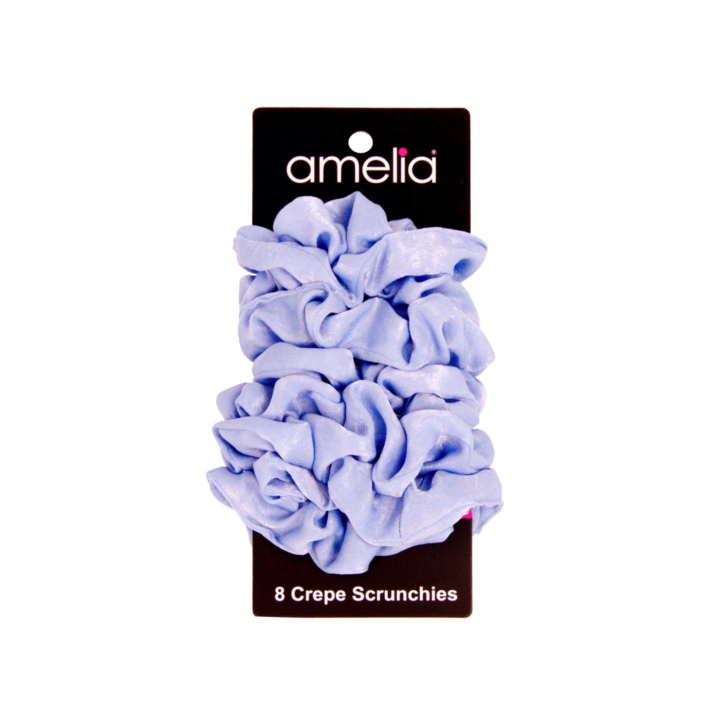 Amelia Beauty | 3in Blue Crepe Scrunchies | Soft, Gentle and Strong Hold | No Snag, No Dents or Creases | 8 Pack