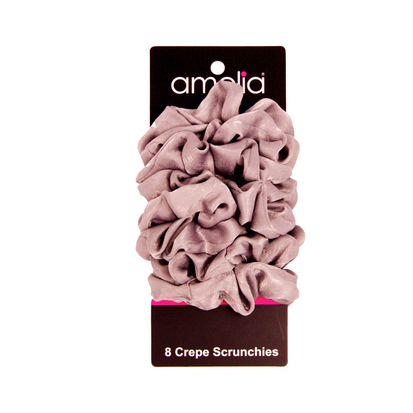 Amelia Beauty | 3in Grey Crepe Scrunchies | Soft, Gentle and Strong Hold | No Snag, No Dents or Creases | 8 Pack