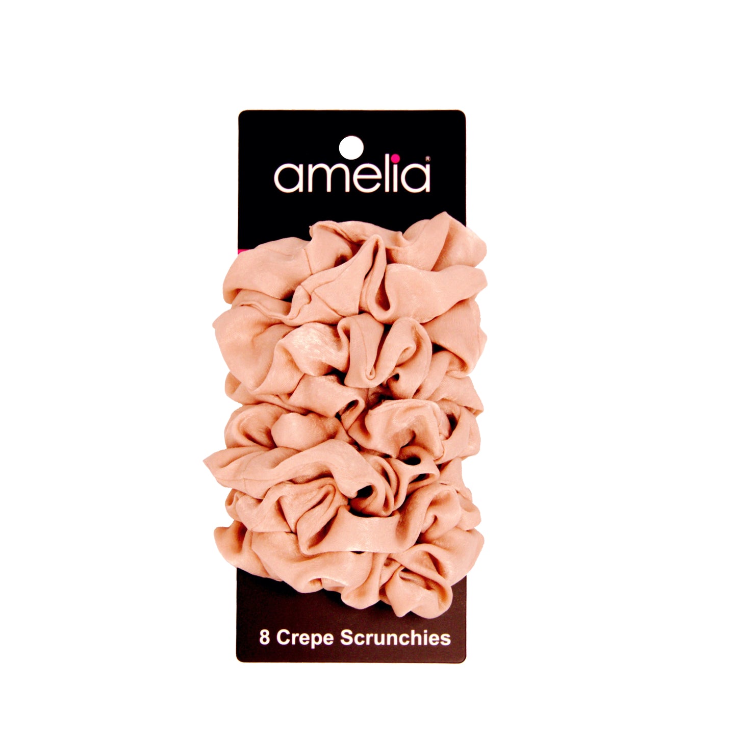 Amelia Beauty | 3in Tan Crepe Scrunchies | Soft, Gentle and Strong Hold | No Snag, No Dents or Creases | 8 Pack