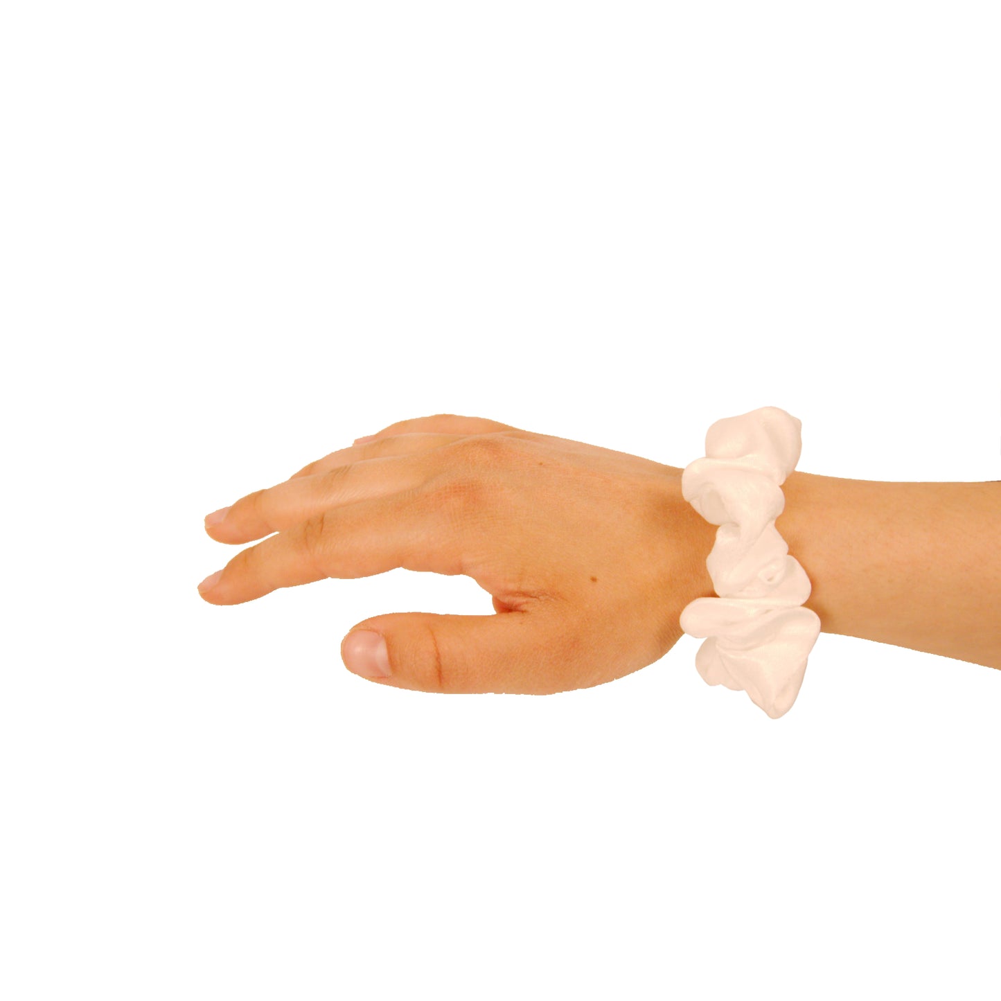 Amelia Beauty | 3in White Crepe Scrunchies | Soft, Gentle and Strong Hold | No Snag, No Dents or Creases | 8 Pack