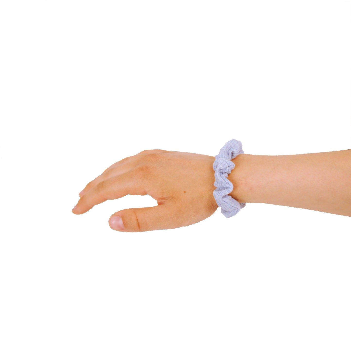 Amelia Beauty, Medium Pastel Blue Ribbed Scrunchies, 2.5in Diameter, Gentle on Hair, Strong Hold, No Snag, No Dents or Creases. 10 Pack