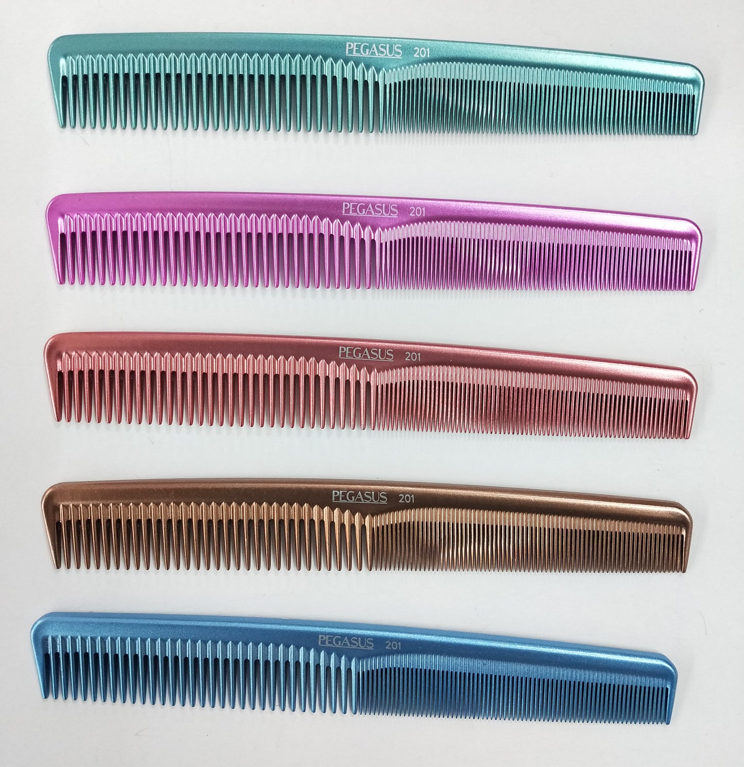 Pegasus MICOLOR 201, 7in Hard Rubber Hair Detangling/Trimmer Comb, Handmade, Seamless, Smooth Edges, Anti Static, Heat and Chemically Resistant, Wet Hair, Everyday Grooming Comb | Peines de goma dura - Blue