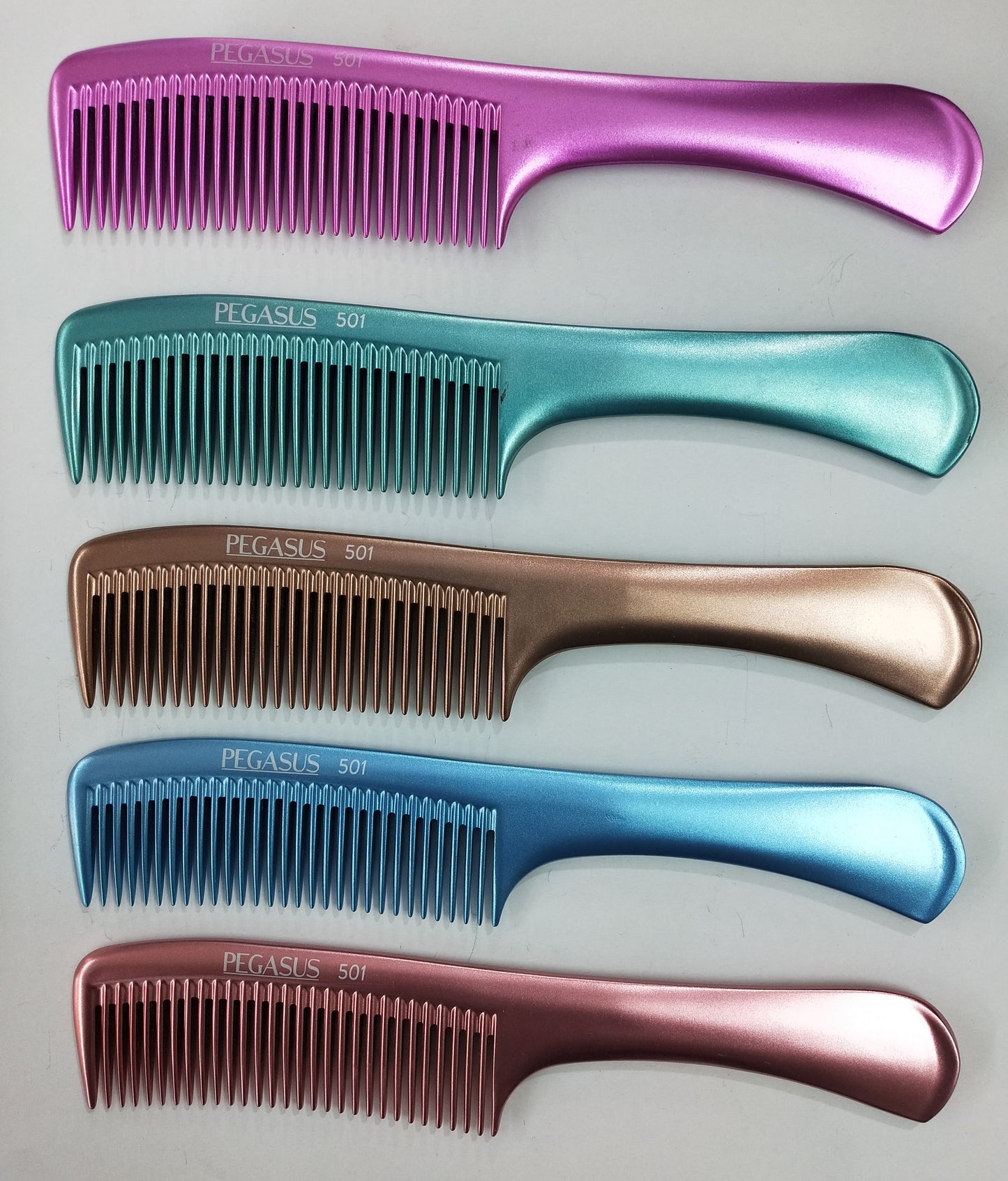 Pegasus MICOLOR 501, 9in Hard Rubber Handle Comb, Handmade, Seamless, Smooth Edges, Anti Static, Heat and Chemically Resistant, Wet Hair, Everyday Grooming Comb | Peines de goma dura - Blue