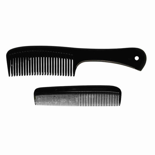 Two (2) Piece Personal Grooming Comb Kit | 8.5" Handle & 5" Pocket Combs | Durable US Made Plastic, Professional Quality | Ideal for Daily Haircare, Travel & On-the-Go Styling