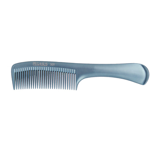 Pegasus MICOLOR 501, 9in Hard Rubber Handle Comb, Handmade, Seamless, Smooth Edges, Anti Static, Heat and Chemically Resistant, Wet Hair, Everyday Grooming Comb | Peines de goma dura - Blue