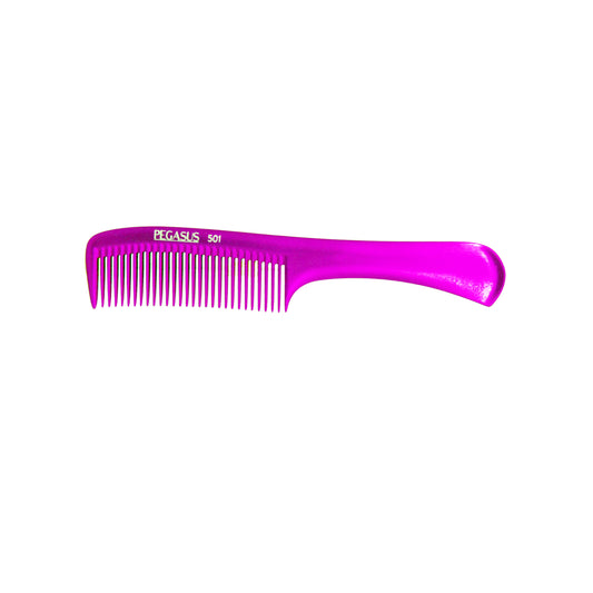 Pegasus MICOLOR 501, 9in Hard Rubber Handle Comb, Handmade, Seamless, Smooth Edges, Anti Static, Heat and Chemically Resistant, Wet Hair, Everyday Grooming Comb | Peines de goma dura - Pink