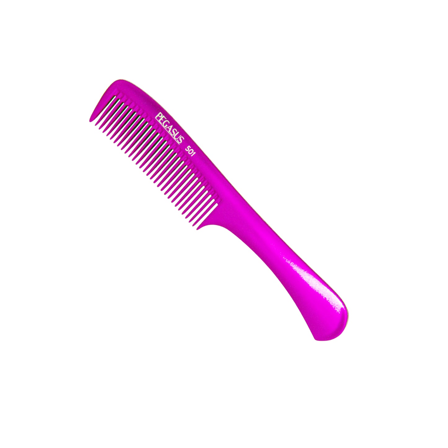 Pegasus MICOLOR 501, 9in Hard Rubber Handle Comb, Handmade, Seamless, Smooth Edges, Anti Static, Heat and Chemically Resistant, Wet Hair, Everyday Grooming Comb | Peines de goma dura - Pink