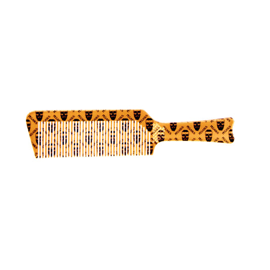 Pegasus Skulleto 514A, 8.75in Hard Rubber Fine Tooth Flattop Butch Comb, Handmade, Seamless, Smooth Edges, Anti Static, Heat and Chemically Resistant Comb | Peines de goma dura - Gold