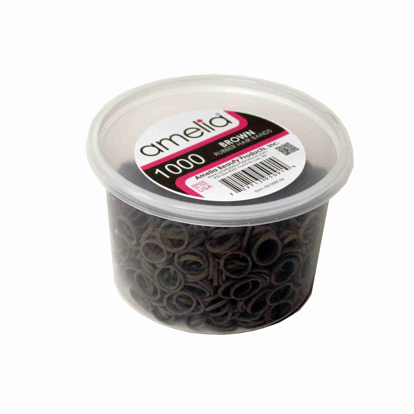 Amelia Beauty | 1/2in, Brown, Elastic Rubber Band Pony Tail Holders | Made in USA, Ideal for Ponytails, Braids, Twists, Dreadlocks, Styling Accessories for Women, Men and Girls | 1000 Pack