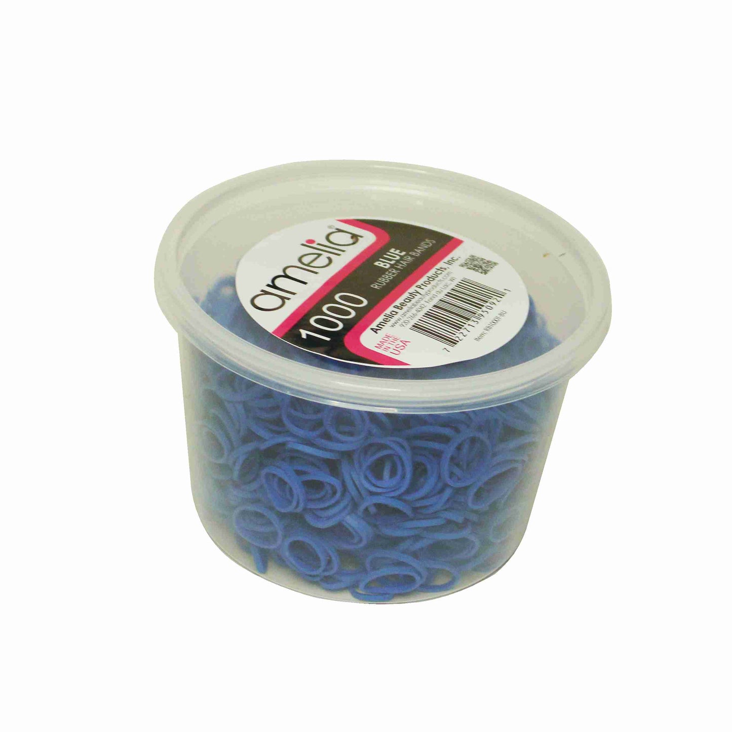Amelia Beauty | 1/2in, Blue, Elastic Rubber Band Pony Tail Holders | Made in USA, Ideal for Ponytails, Braids, Twists, Dreadlocks, Styling Accessories for Women, Men and Girls | 1000 Pack