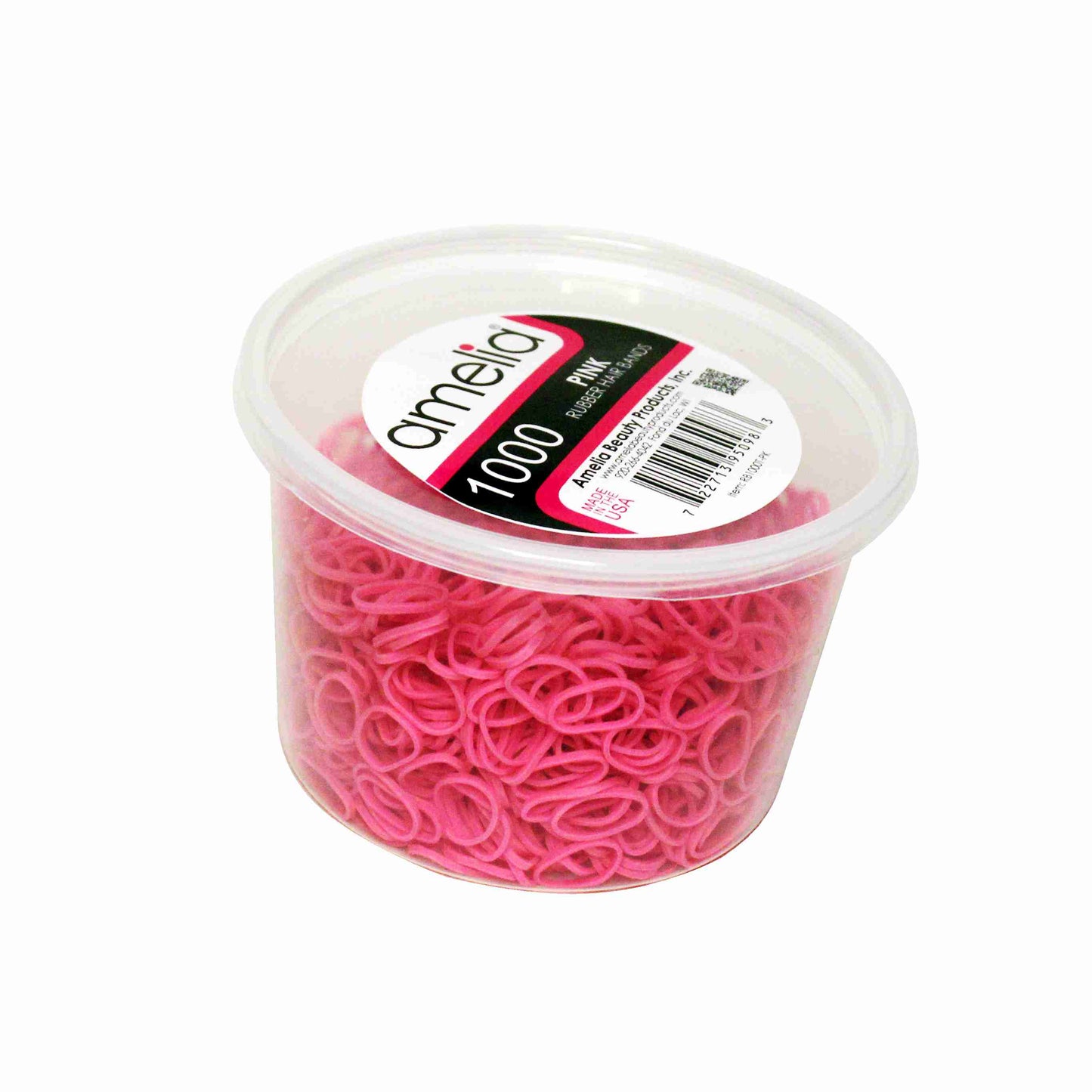 Amelia Beauty | 1/2in, Pink, Elastic Rubber Band Pony Tail Holders | Made in USA, Ideal for Ponytails, Braids, Twists, Dreadlocks, Styling Accessories for Women, Men and Girls | 1000 Pack