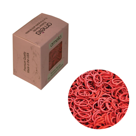 Amelia Beauty | 1/2in, Red, Elastic Rubber Band Pony Tail Holders | Made in USA, Ideal for Ponytails, Braids, Twists, Dreadlocks, Styling Accessories for Women, Men and Girls | 1000 Pack