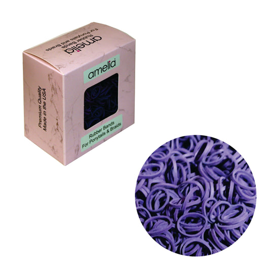 Amelia Beauty | 1/2in, Purple, Elastic Rubber Band Pony Tail Holders | Made in USA, Ideal for Ponytails, Braids, Twists, Dreadlocks, Styling Accessories for Women, Men and Girls | 1000 Pack