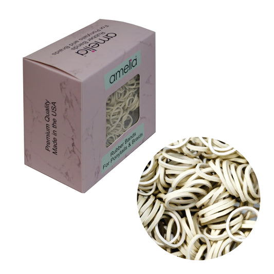 Amelia Beauty | 1/2in, Creme, Elastic Rubber Band Pony Tail Holders | Made in USA, Ideal for Ponytails, Braids, Twists, Dreadlocks, Styling Accessories for Women, Men and Girls | 1000 Pack