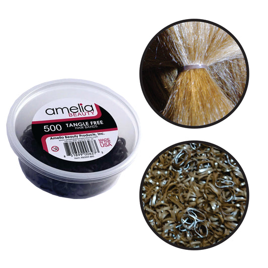Amelia Beauty 500 Count Small Brown Tangle-Free Elastic Ponytail Holders, 1/2-Inch Hair Ties for Ponytails, Braids, Twists & Hair Sectioning, Made in USA