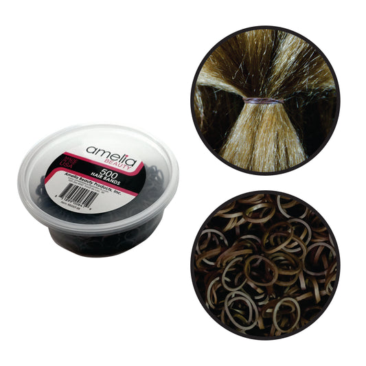 Amelia Beauty | 1/2in, Brown, Elastic Rubber Band Pony Tail Holders | Made in USA, Ideal for Ponytails, Braids, Twists, Dreadlocks, Styling Accessories for Women, Men and Girls | 500 Pack