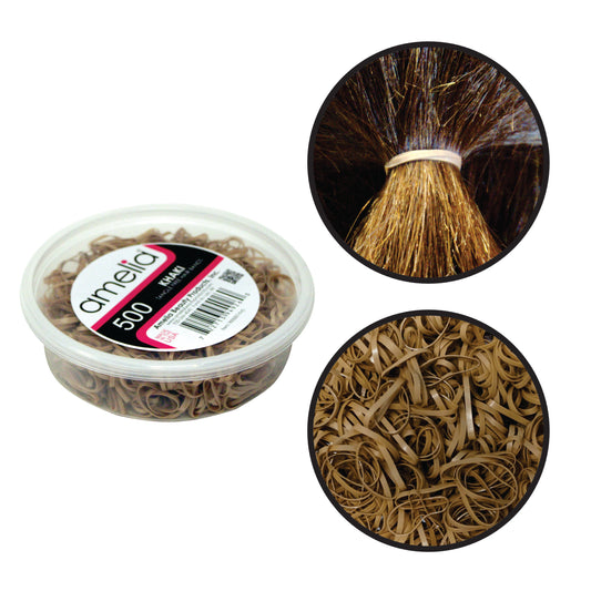Amelia Beauty 500 Count Small Khaki Tangle-Free Elastic Ponytail Holders, 1/2-Inch Hair Ties for Ponytails, Braids, Twists & Hair Sectioning, Made in USA