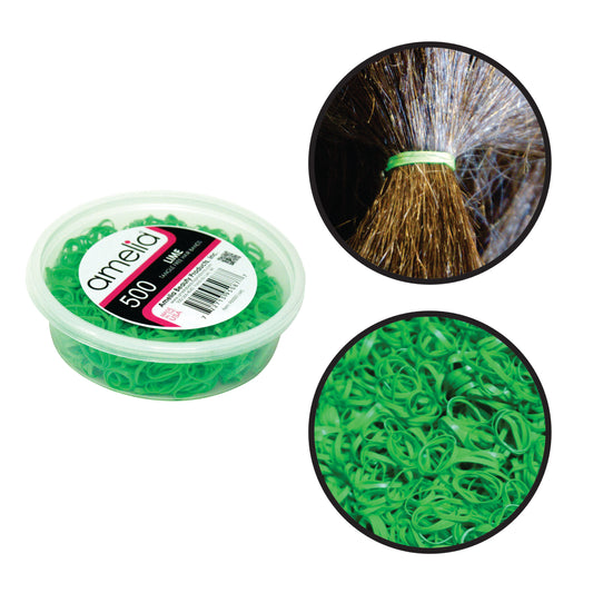 Amelia Beauty 500 Count Small Lime Tangle-Free Elastic Ponytail Holders, 1/2-Inch Hair Ties for Ponytails, Braids, Twists & Hair Sectioning, Made in USA