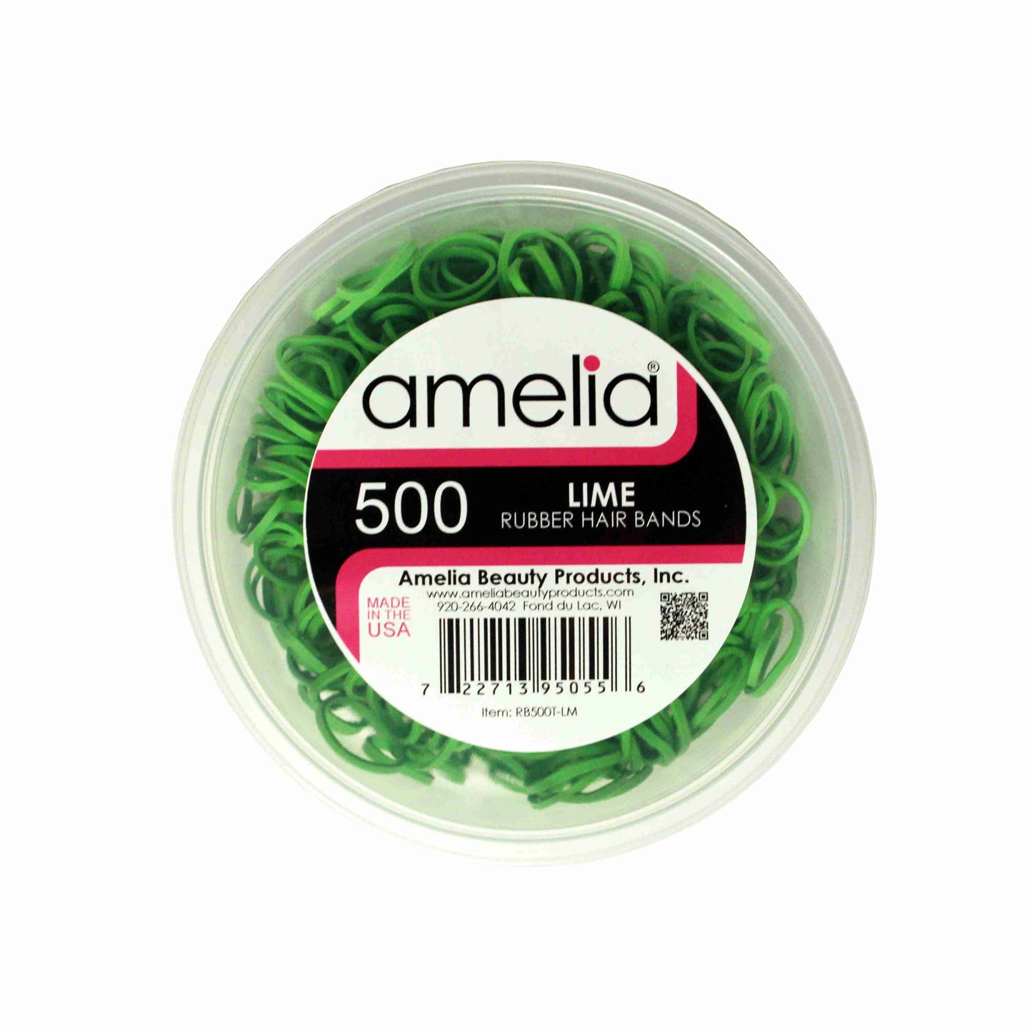 Amelia Beauty | 1/2in, Lime, Elastic Rubber Band Pony Tail Holders | Made in USA, Ideal for Ponytails, Braids, Twists, Dreadlocks, Styling Accessories for Women, Men and Girls | 500 Pack