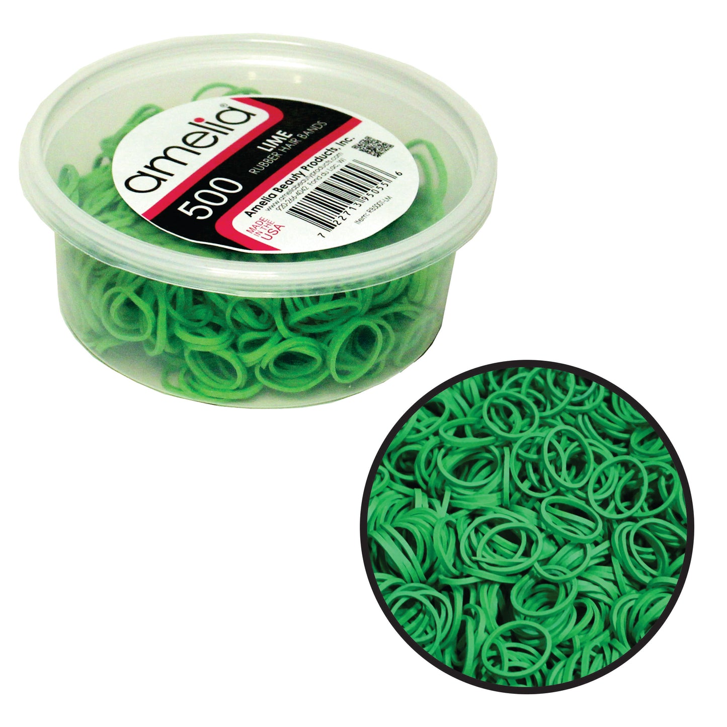 Amelia Beauty | 1/2in, Lime, Elastic Rubber Band Pony Tail Holders | Made in USA, Ideal for Ponytails, Braids, Twists, Dreadlocks, Styling Accessories for Women, Men and Girls | 500 Pack
