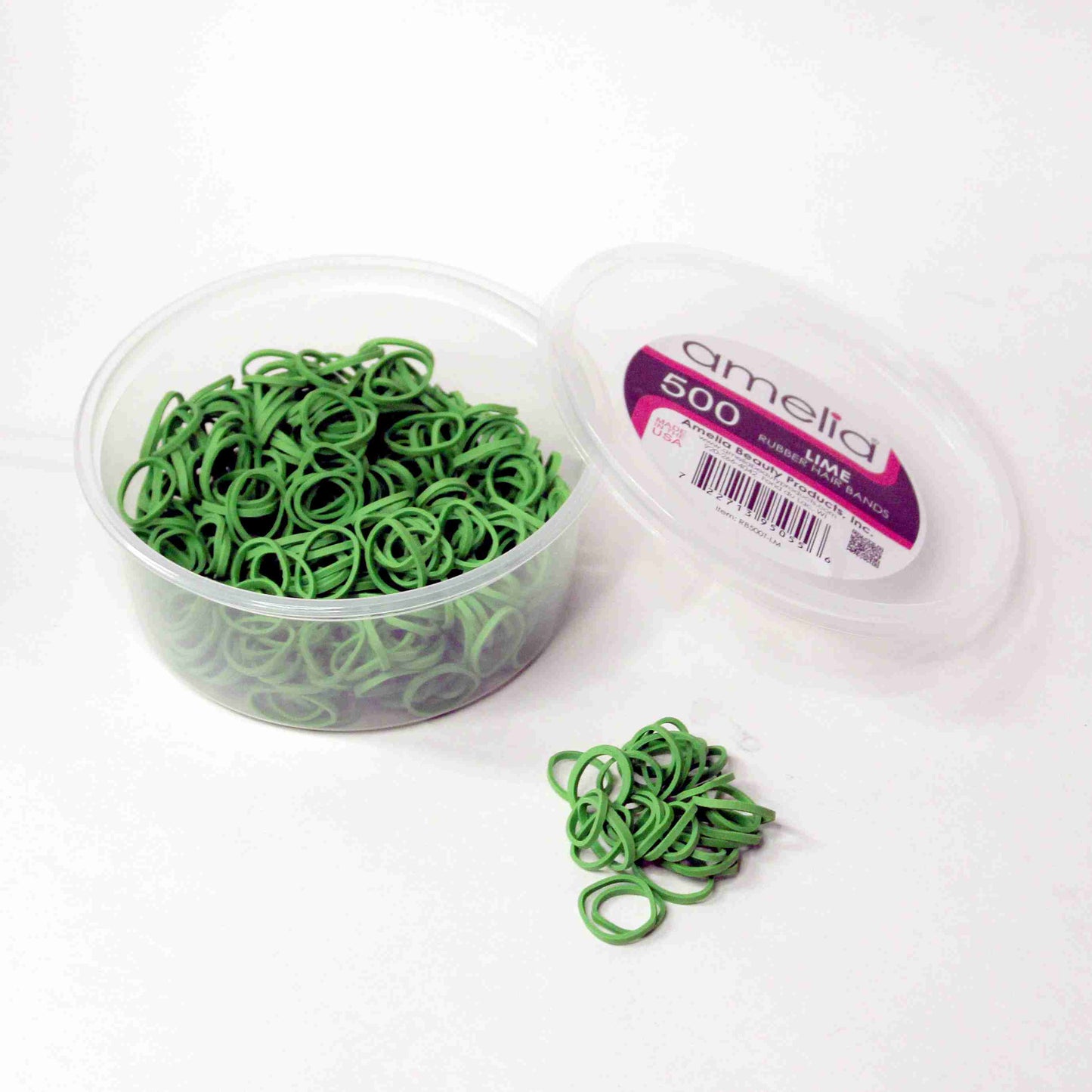Amelia Beauty | 1/2in, Lime, Elastic Rubber Band Pony Tail Holders | Made in USA, Ideal for Ponytails, Braids, Twists, Dreadlocks, Styling Accessories for Women, Men and Girls | 500 Pack