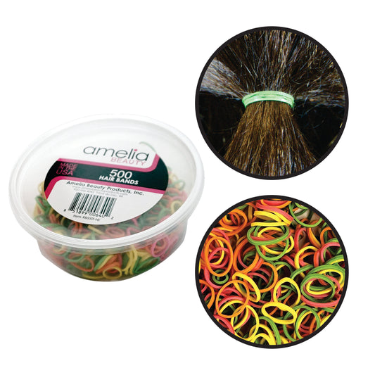 Amelia Beauty | 1/2in, Brights Neon Mix, Elastic Rubber Band Pony Tail Holders | Made in USA, Ideal for Ponytails, Braids, Twists, Dreadlocks, Styling Accessories for Women, Men and Girls | 500 Pack