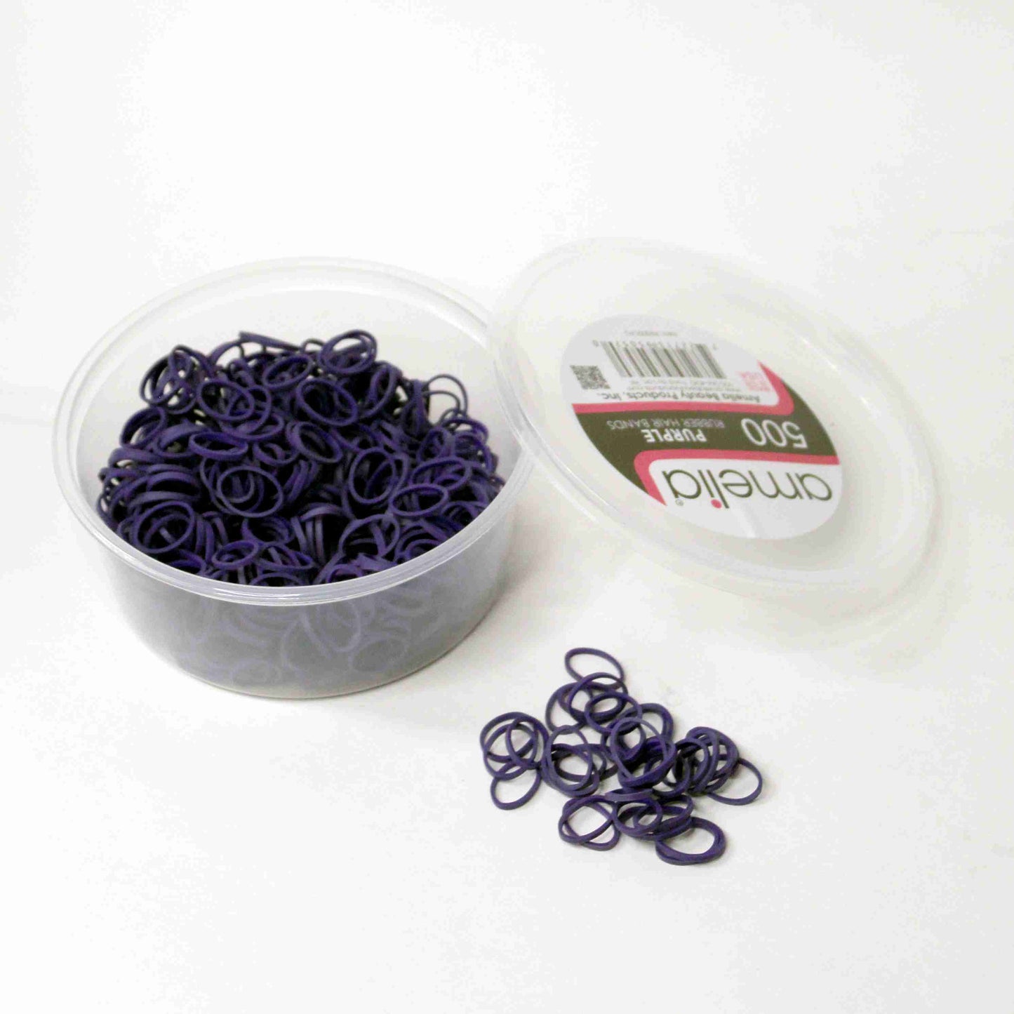 Amelia Beauty | 1/2in, Purple, Elastic Rubber Band Pony Tail Holders | Made in USA, Ideal for Ponytails, Braids, Twists, Dreadlocks, Styling Accessories for Women, Men and Girls | 500 Pack