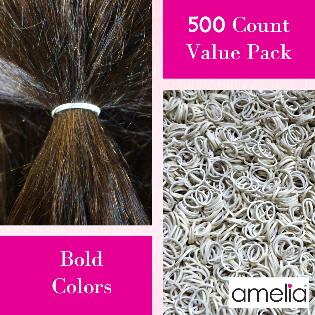 Amelia Beauty | 500 Count, 1/2in Cream Colored Rubber Hair Bands | Made in USA | Ideal for Ponytails, Braids, Twists & Locs
