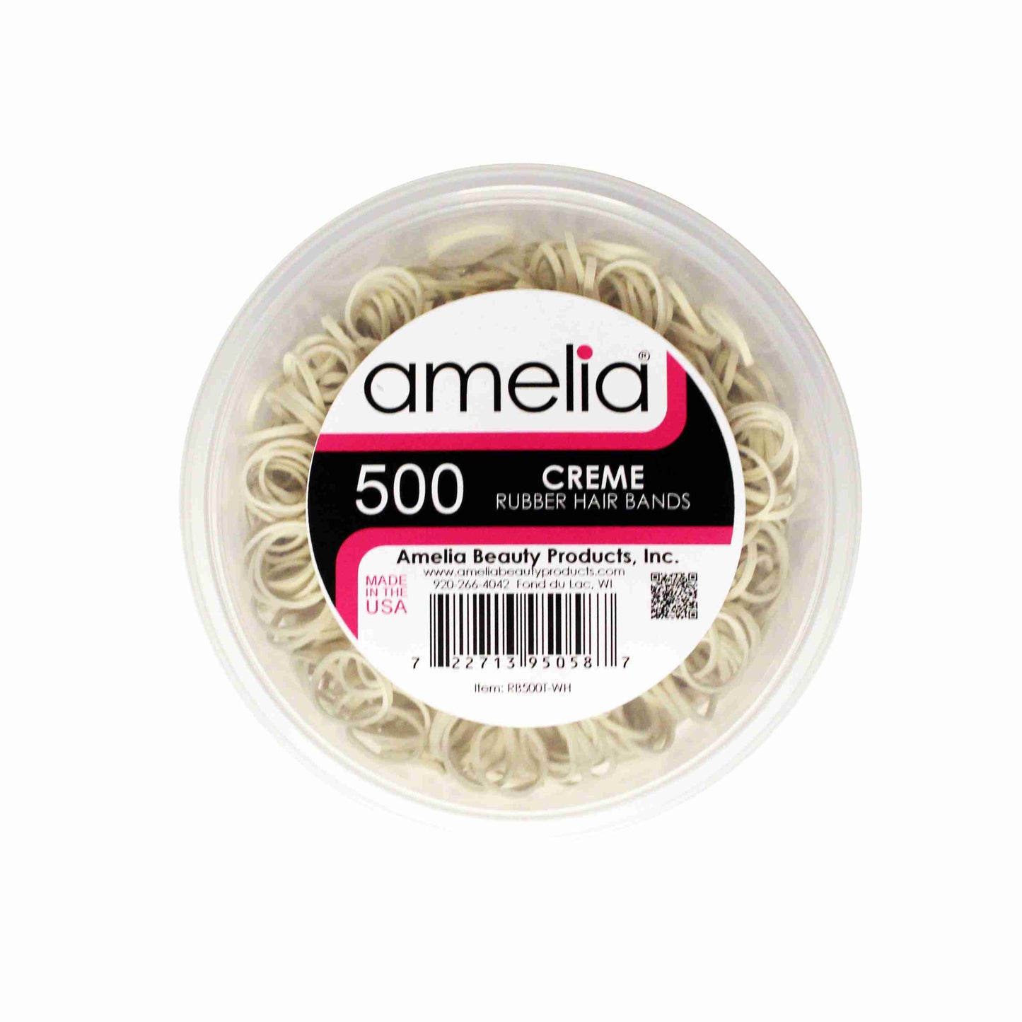 Amelia Beauty | 1/2in, Creme, Elastic Rubber Band Pony Tail Holders | Made in USA, Ideal for Ponytails, Braids, Twists, Dreadlocks, Styling Accessories for Women, Men and Girls | 500 Pack