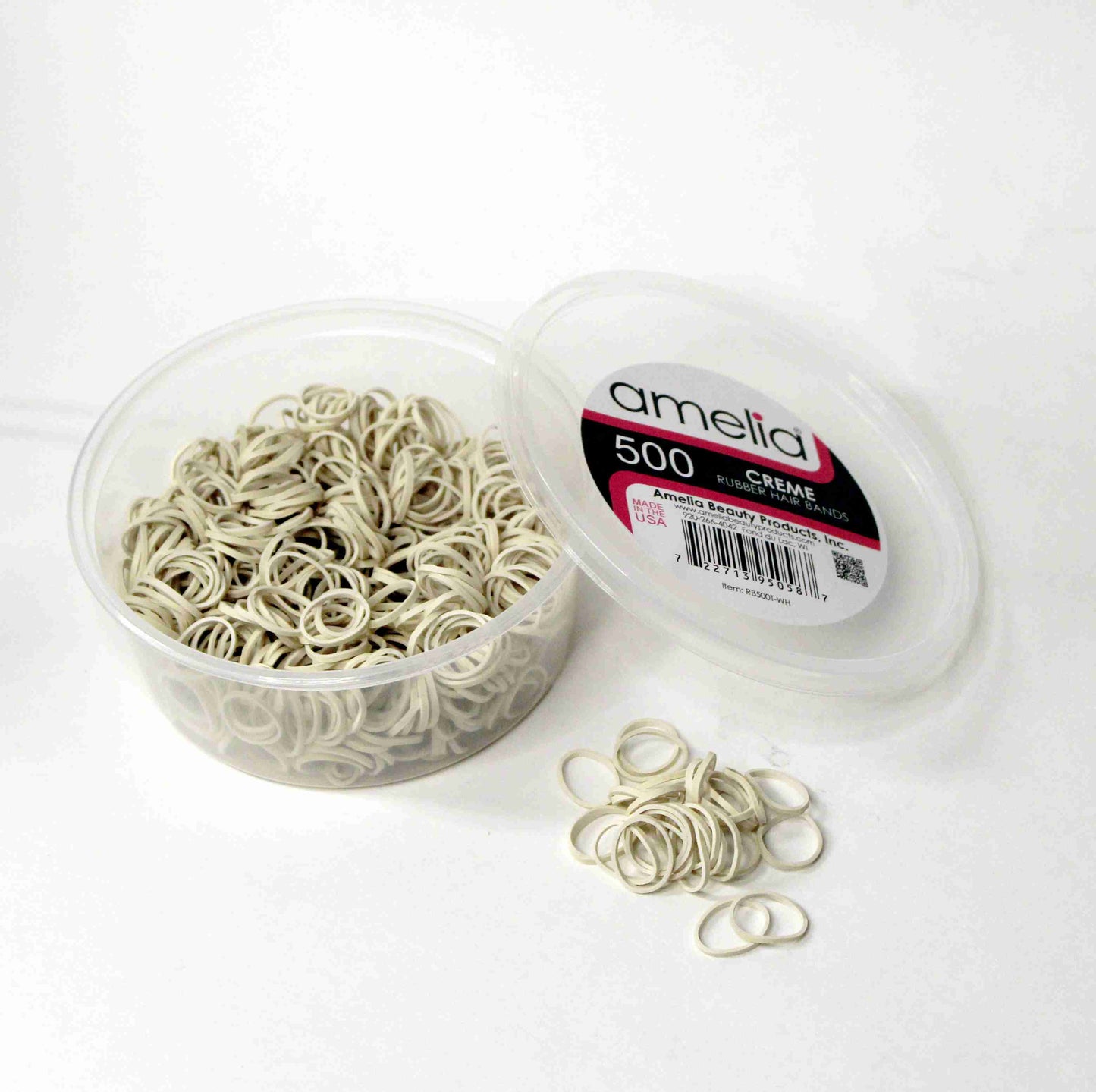 Amelia Beauty | 1/2in, Creme, Elastic Rubber Band Pony Tail Holders | Made in USA, Ideal for Ponytails, Braids, Twists, Dreadlocks, Styling Accessories for Women, Men and Girls | 500 Pack