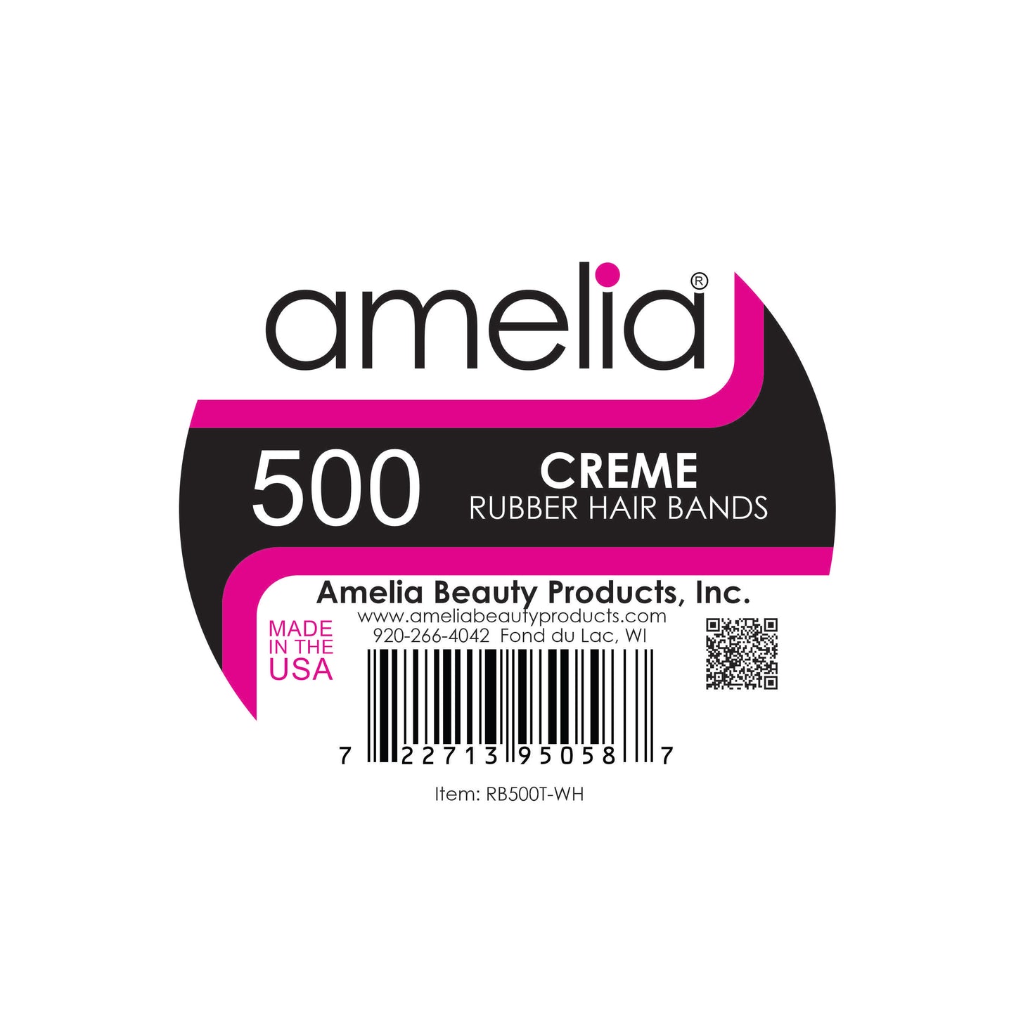 Amelia Beauty | 1/2in, Creme, Elastic Rubber Band Pony Tail Holders | Made in USA, Ideal for Ponytails, Braids, Twists, Dreadlocks, Styling Accessories for Women, Men and Girls | 500 Pack