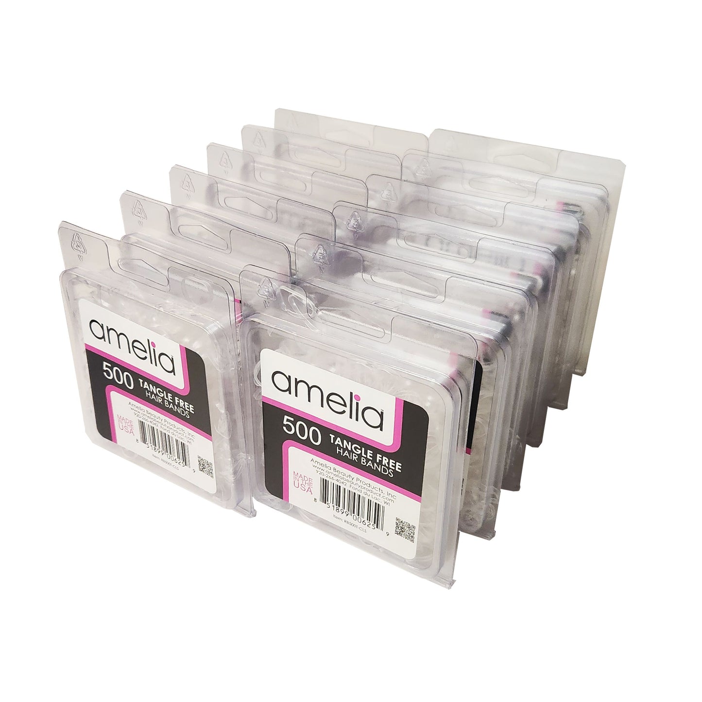 Amelia Beauty | 500ct, 1/2in Tangle Free Elastic Pony Tail Holders | Made in USA, Ideal for Ponytails, Braids | Dozen Pack