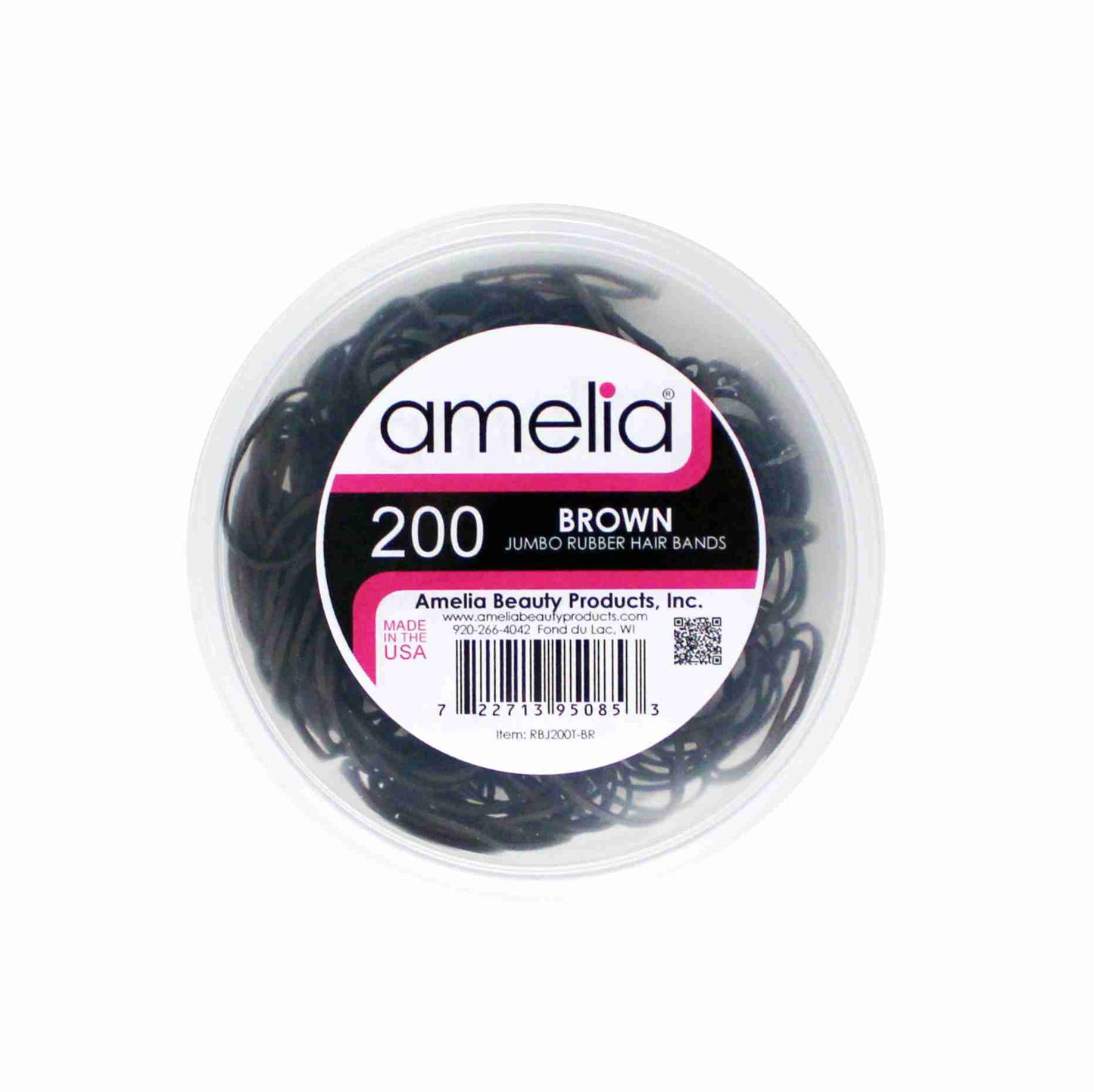 200 Jumbo 1" Brown Rubber Bands for Hair | Extra Strong Ponytail Holders for Braids, Buns & Thick Hair | Made in USA | 200 Count Bulk Pack