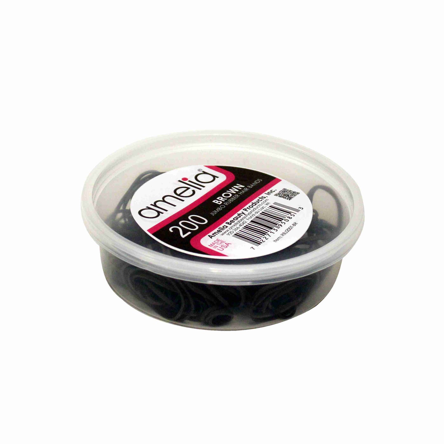 200 Jumbo 1" Brown Rubber Bands for Hair | Extra Strong Ponytail Holders for Braids, Buns & Thick Hair | Made in USA | 200 Count Bulk Pack