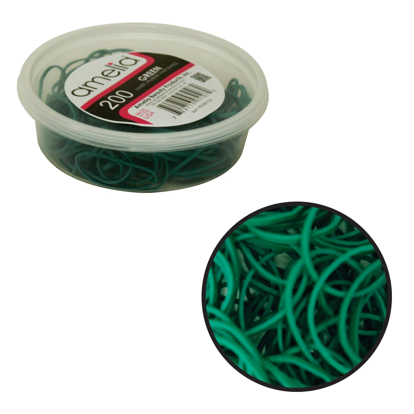 200 Jumbo 1" Green Rubber Bands for Hair | Extra Strong Ponytail Holders for Braids, Buns & Thick Hair | Made in USA | 200 Count Bulk Pack