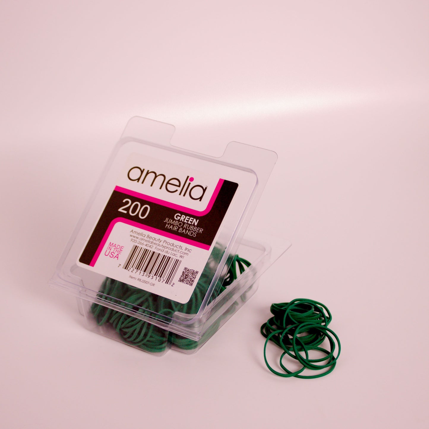 200, Green, Jumbo, Rubber Bands for Pony Tails and Braids