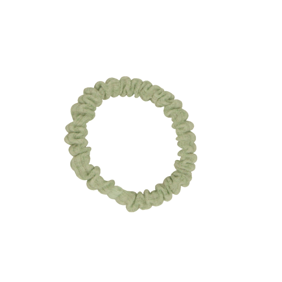 Amelia Beauty, Pastel Green Ribbed Scrunchies, 2.25in Diameter, Gentle on Hair, Strong Hold, No Snag, No Dents or Creases. 10 Pack