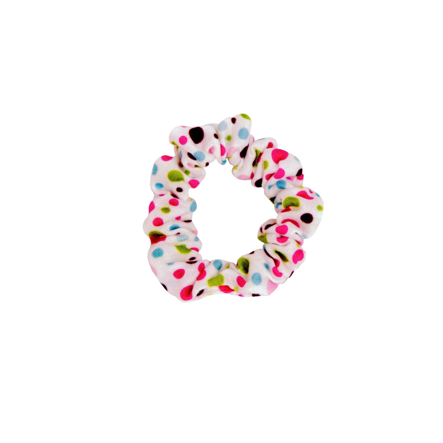 Amelia Beauty, Medium Pastel Dot Jersey Scrunchies, 2.5in Diameter, Gentle on Hair, Strong Hold, No Snag, No Dents or Creases. 10 Pack