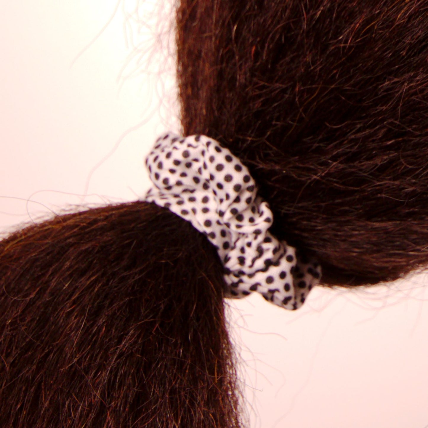 Amelia Beauty, Medium Black White Dot Mix Jersey Scrunchies, 2.5in Diameter, Gentle on Hair, Strong Hold, No Snag, No Dents or Creases. 10 Pack