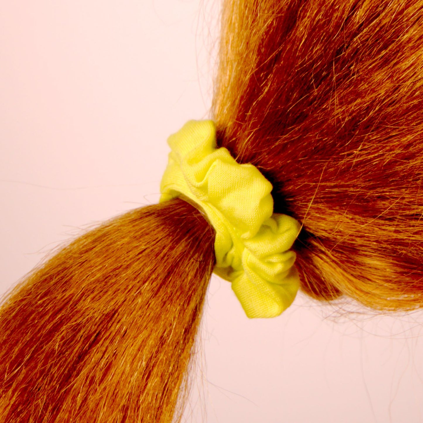 Amelia Beauty, Medium Neon Yellow Jersey Scrunchies, 2.5in Diameter, Gentle on Hair, Strong Hold, No Snag, No Dents or Creases. 10 Pack