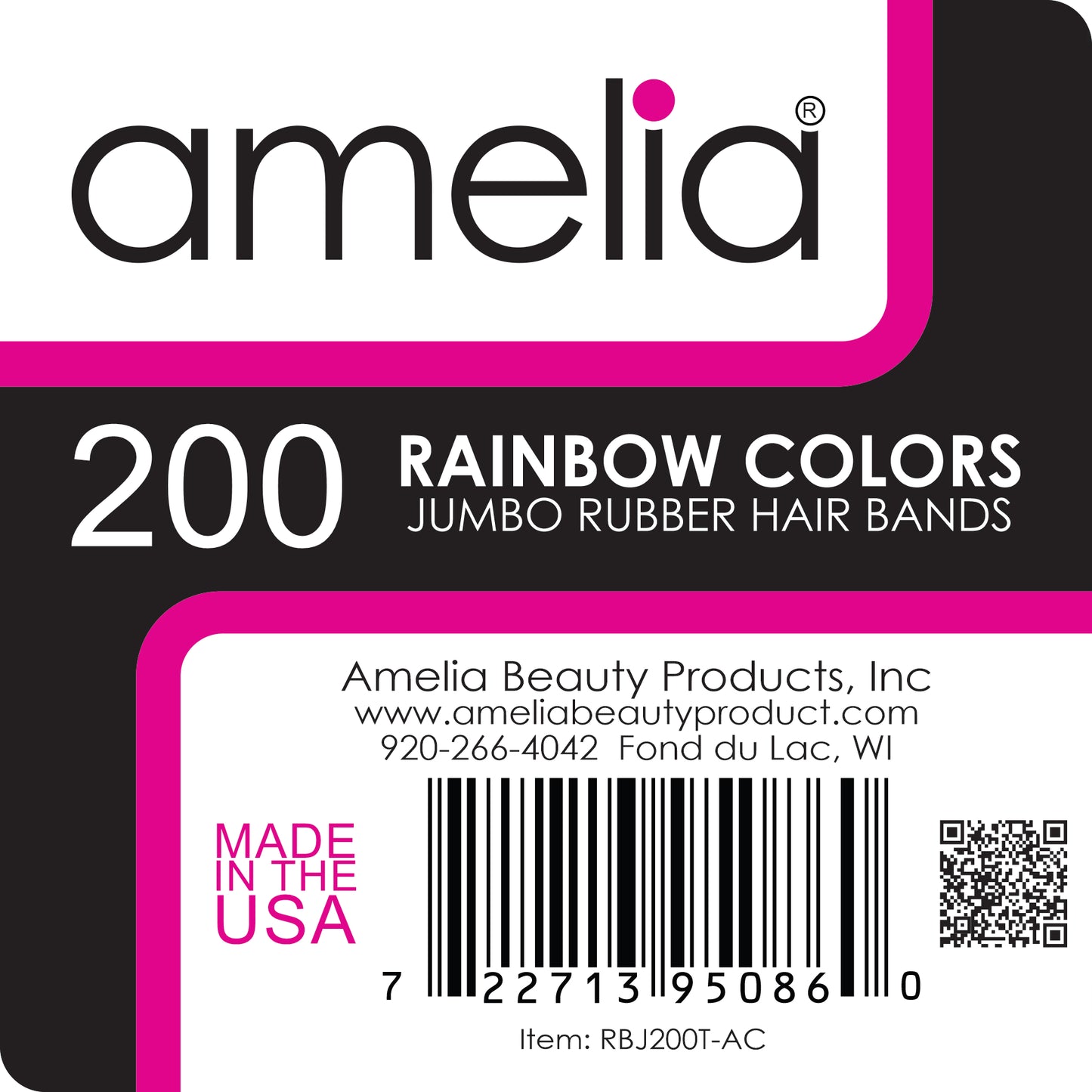200, Rainbow Mix, Jumbo, Rubber Bands for Pony Tails and Braids