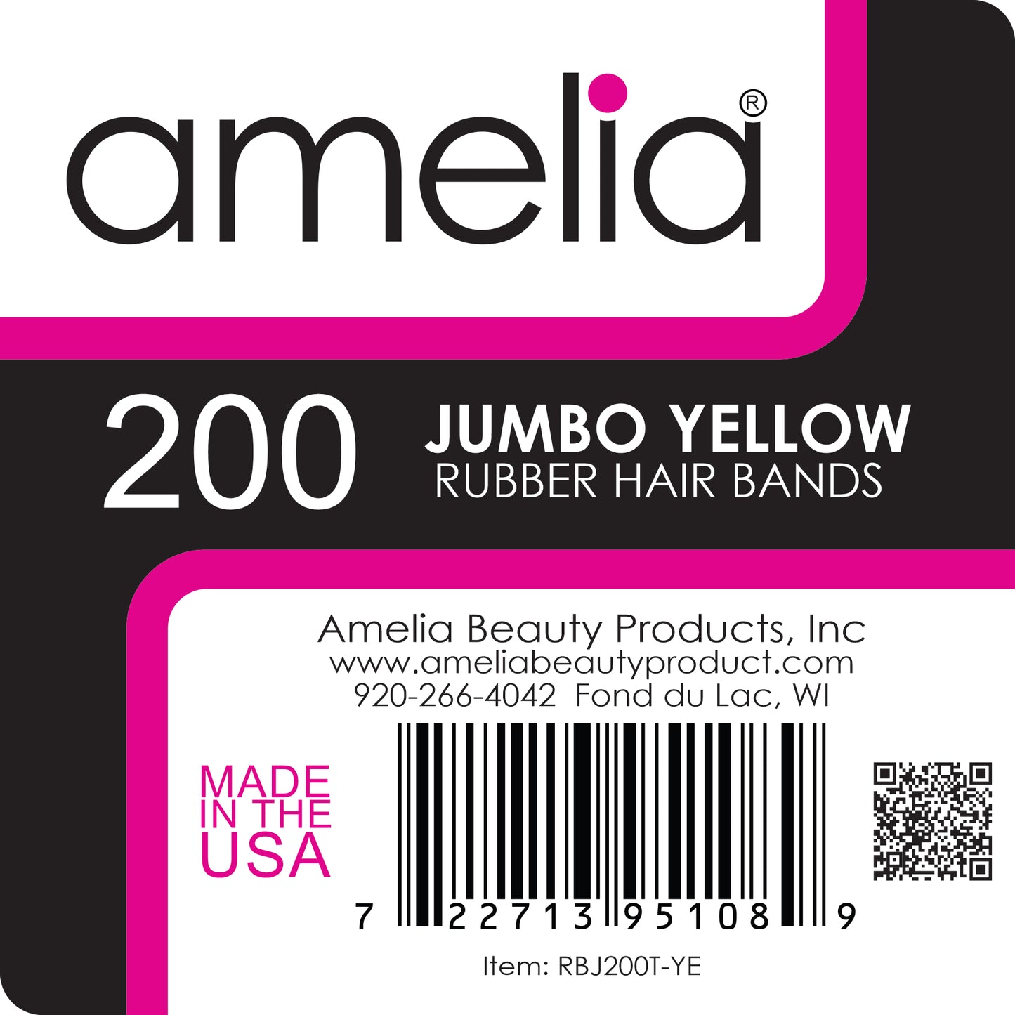 200, Yellow, Jumbo, Rubber Bands for Pony Tails and Braids
