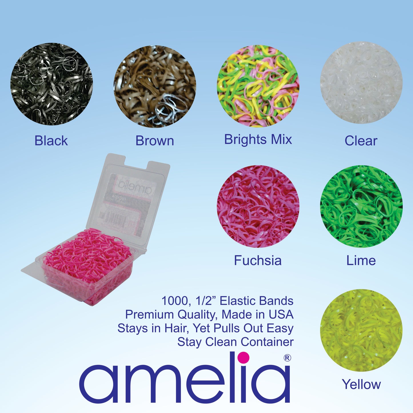 Amelia Beauty | 1/2in, Khaki, Tangle Free Elastic Pony Tail Holders | Made in USA, Ideal for Ponytails, Braids, Twists. For Women, Girls. Pain Free, Snag Free, Easy Off | 1000 Pack