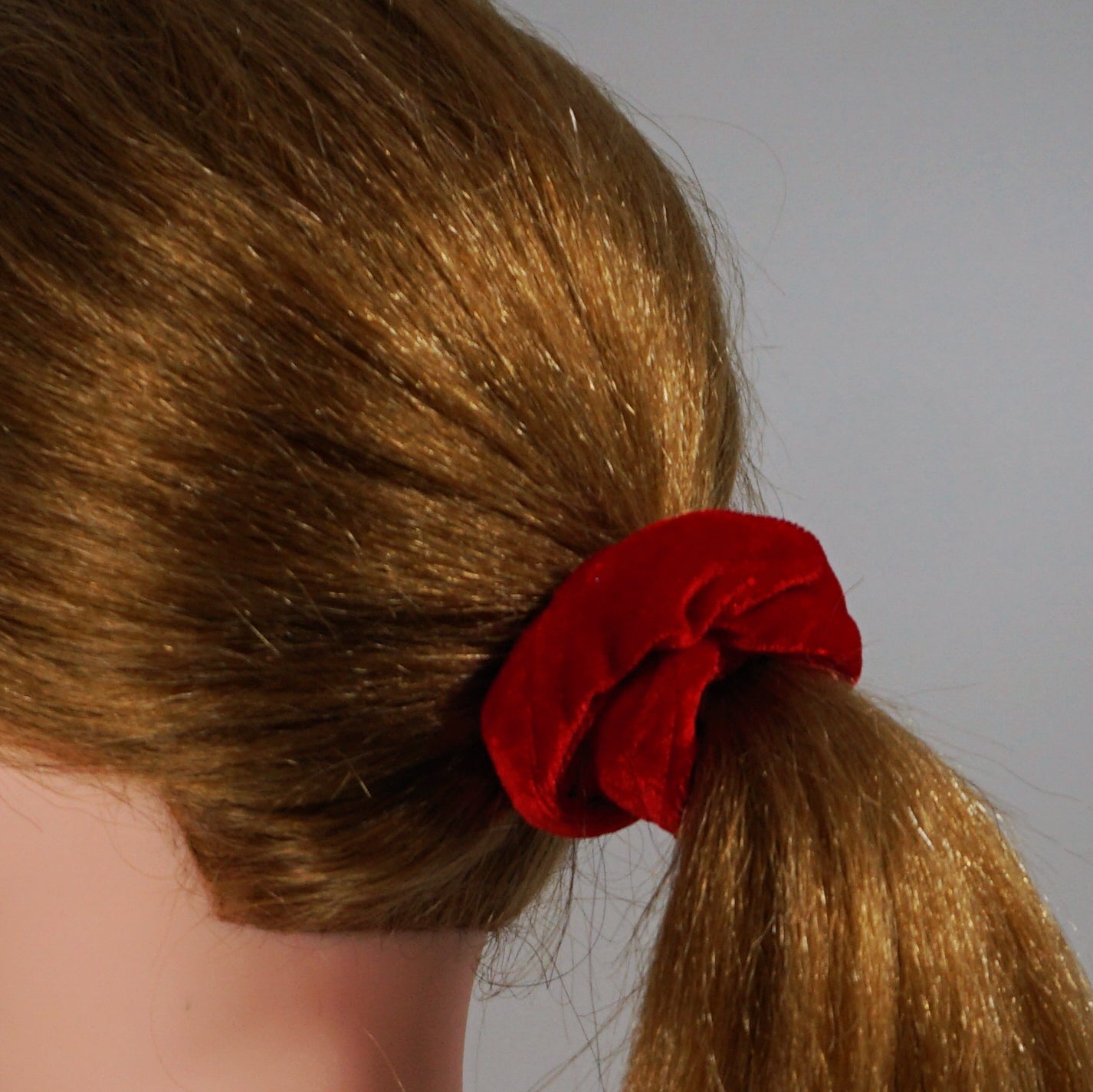 Amelia Beauty Products, Red Velvet Velvet Scrunchies, 3.5in Diameter, Gentle on Hair, Strong Hold, No Snag, No Dents or Creases. 8 Pack