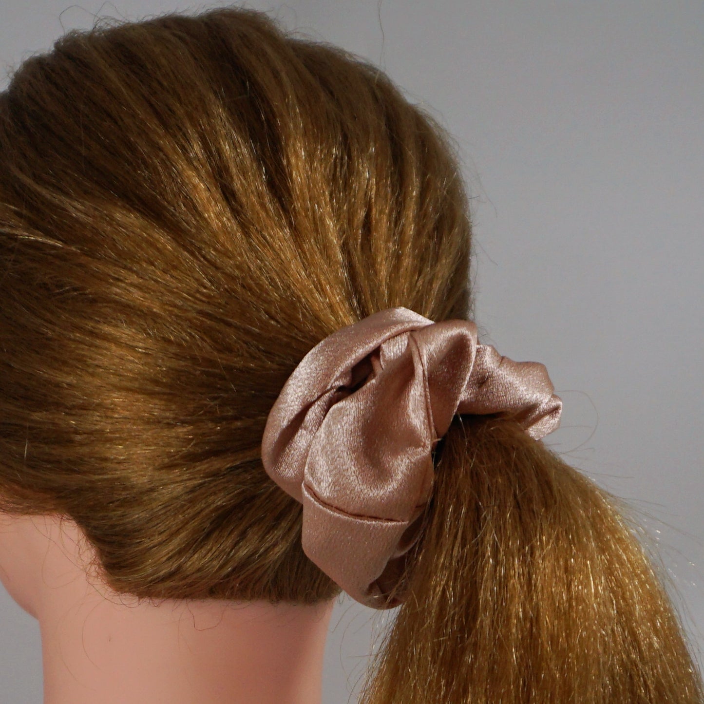 Amelia Beauty Products, Tan Scrunchies, 4.5in Diameter, Gentle on Hair, Strong Hold, No Snag, No Dents or Creases. 6 Pack