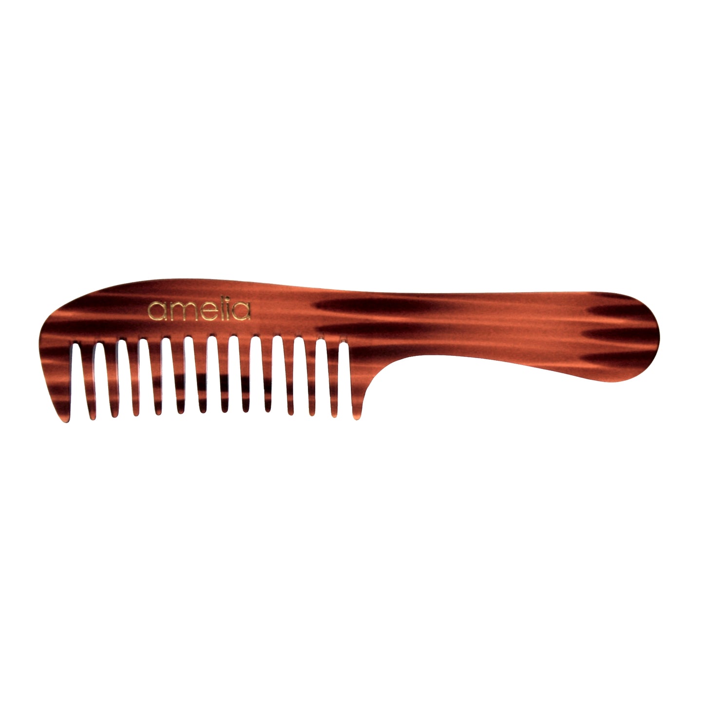 Amelia Beauty Cellulose Acetate 8in Handle Comb, Handmade, Smooth Edges, Eco-Friendly Plant Based Material, Course Tooth - Tortoise Shell Color
