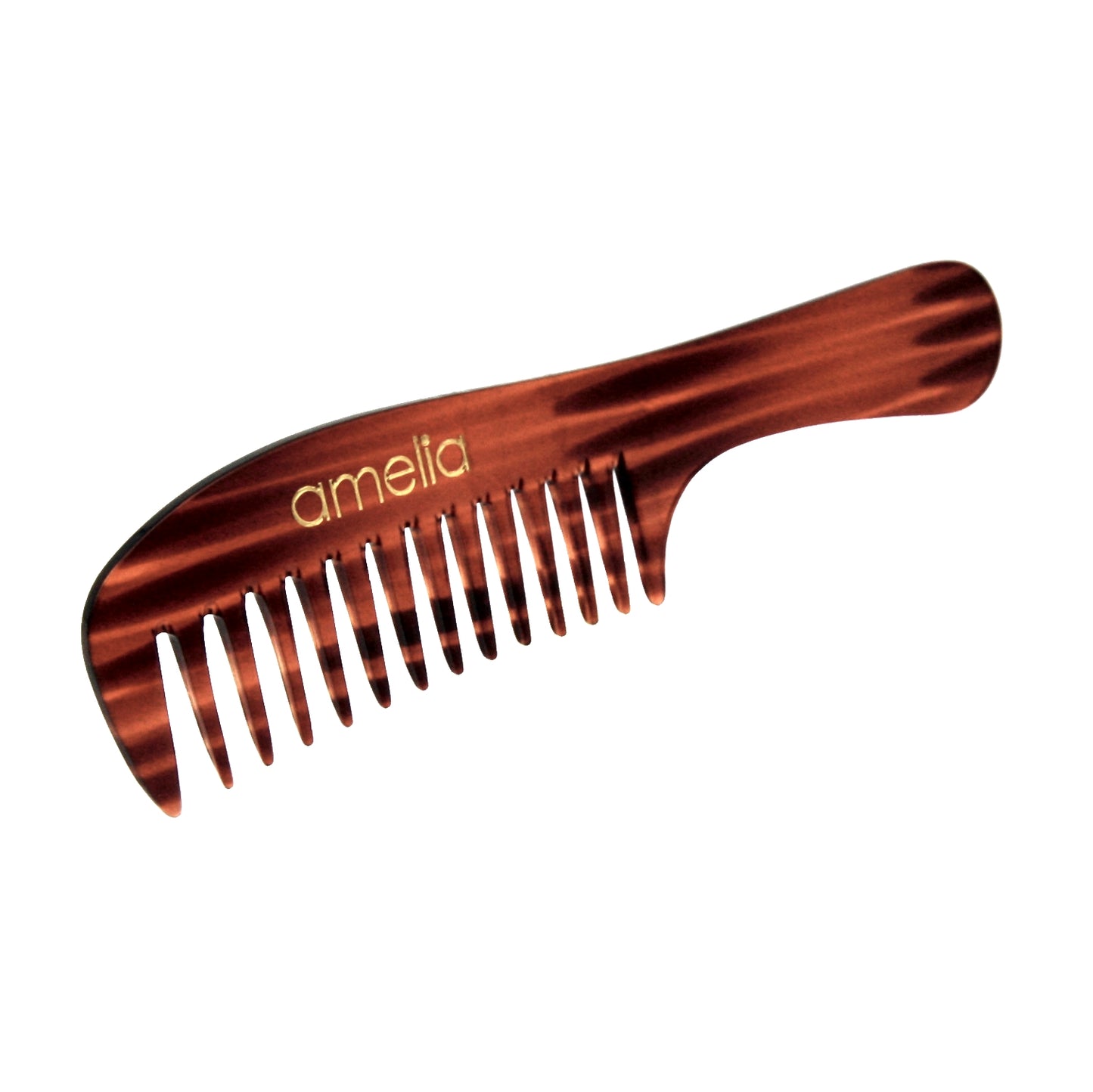 Amelia Beauty Cellulose Acetate 8in Handle Comb, Handmade, Smooth Edges, Eco-Friendly Plant Based Material, Course Tooth - Tortoise Shell Color