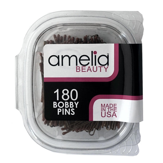 180, Brown, US Made Bobby Pins, Clamshell