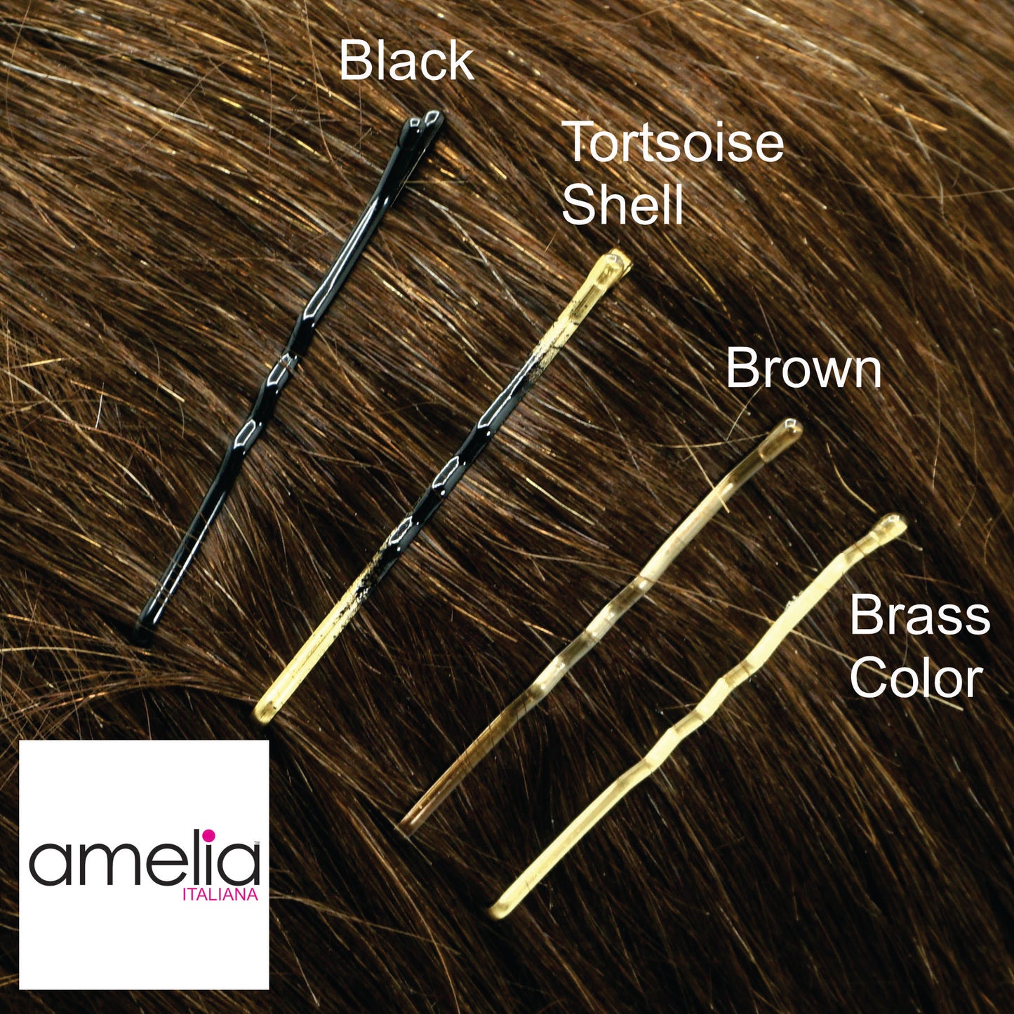 300, Black, 2.0in (5.0cm), Italian Made Bobby Pins, Recloseable Stay Clean and Organized Container