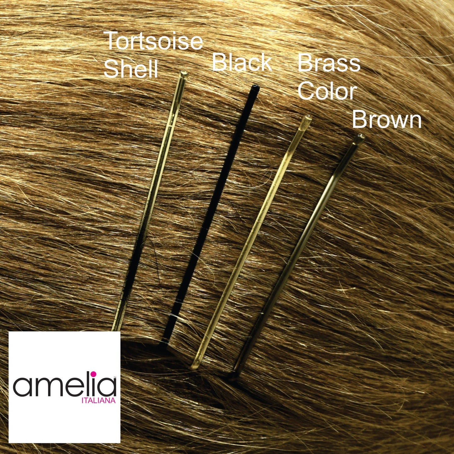 280, Brown, 2.4in (6.0cm), Italian Made Flat Bobby Pins, Recloseable Stay Clean and Organized Container